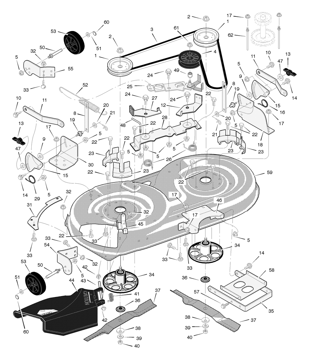Mower Housing Diagram and Parts List for 425016X78A 2004 Briggs and Stratton Lawn Tractor